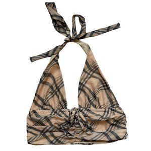 Iamgia Camel Plaid Halter Top